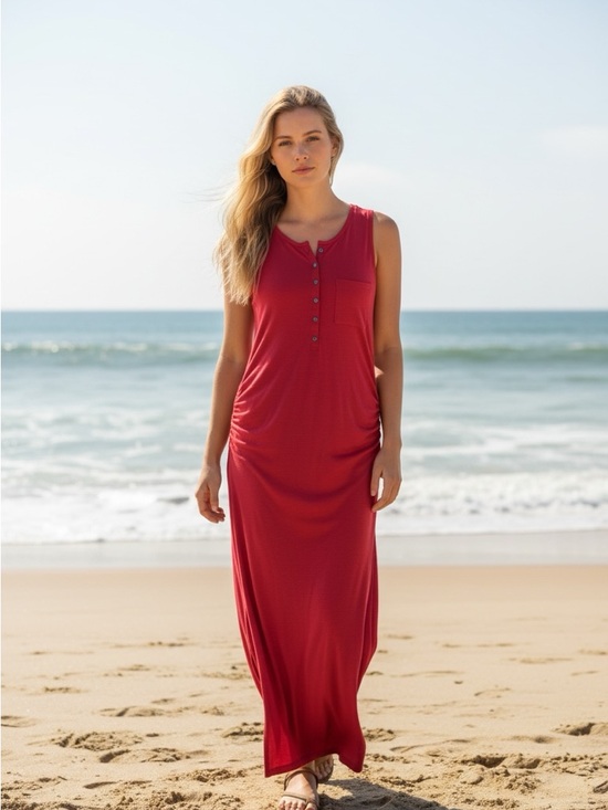 Athleta Dresses & Skirts - Athleta Bright Red Sleeveless Maxi Dress
